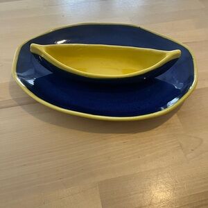 Vintage Maxwell Canoe on Lake serving bowl and platter